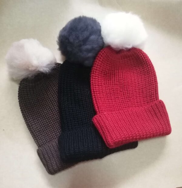 Alpaca Solid Hat With Pompon - 5Pack - Image 4