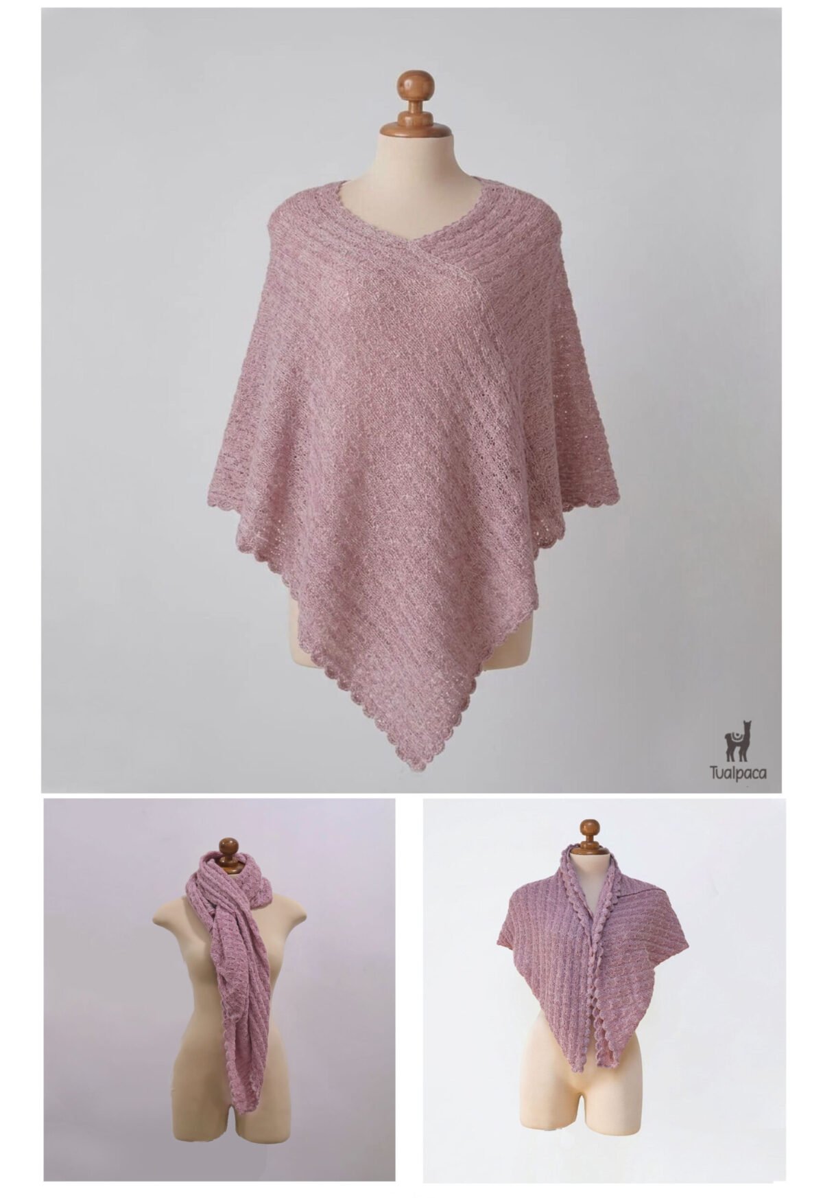 BABY ALPACA OPEN KNIT-PONCHO-3PACK